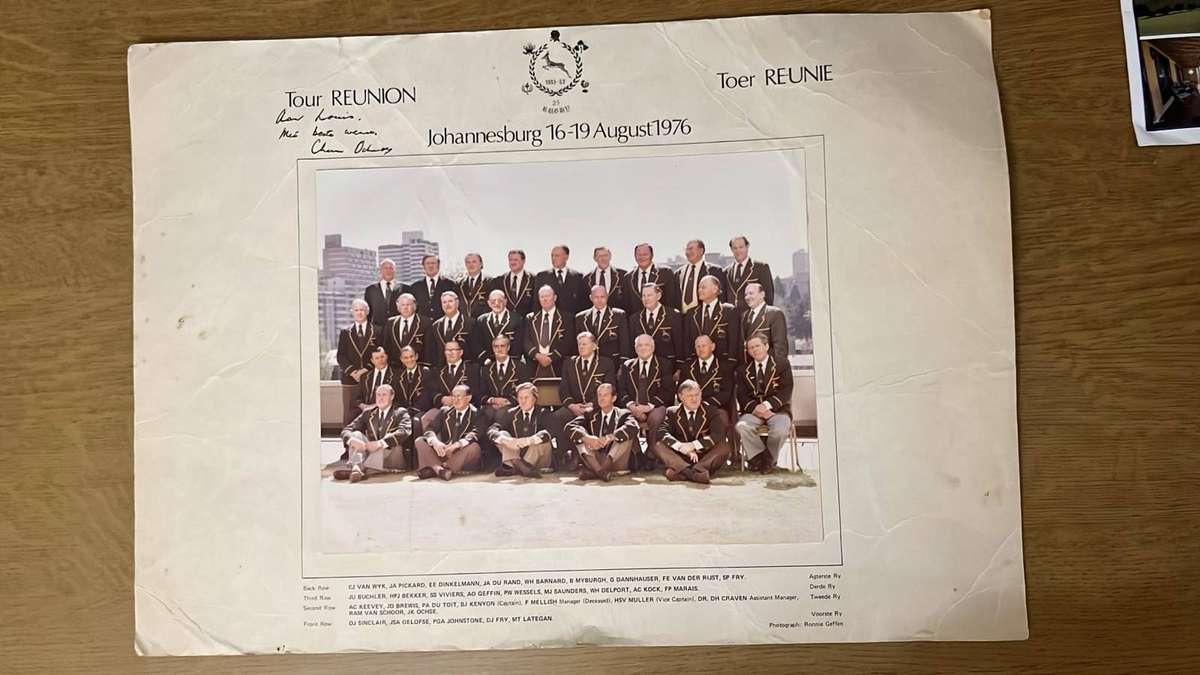1951/52 Springboks Reunion Team Photo, Inscribed & Reunion Dinner Menu Card, details below