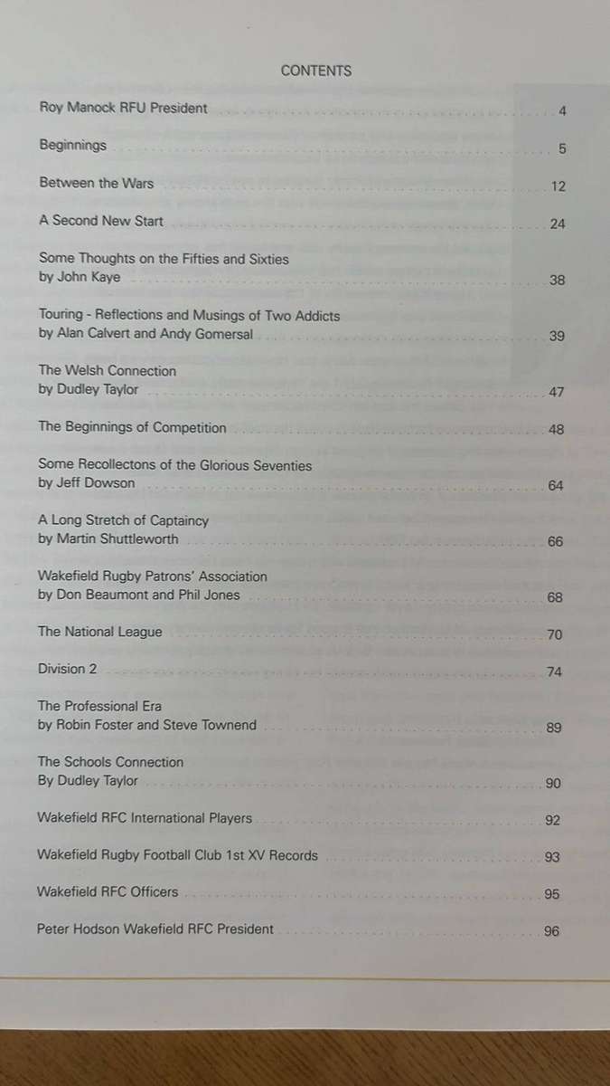 1901-2001 Wakefield Rugby Centenary History Book, details below