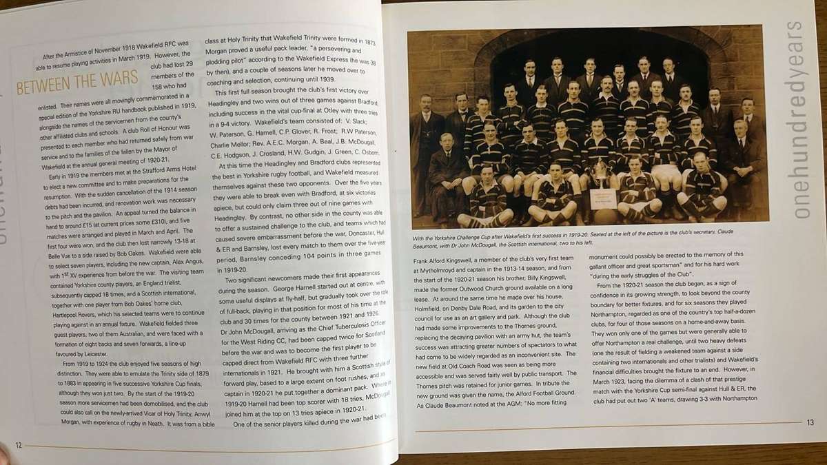 1901-2001 Wakefield Rugby Centenary History Book, details below