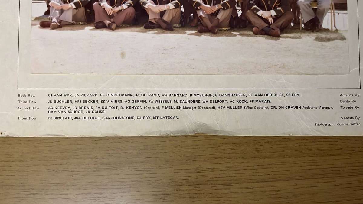 1951/52 Springboks Reunion Team Photo, Inscribed & Reunion Dinner Menu Card, details below