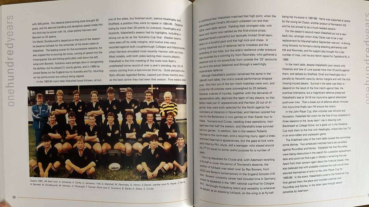 1901-2001 Wakefield Rugby Centenary History Book, details below