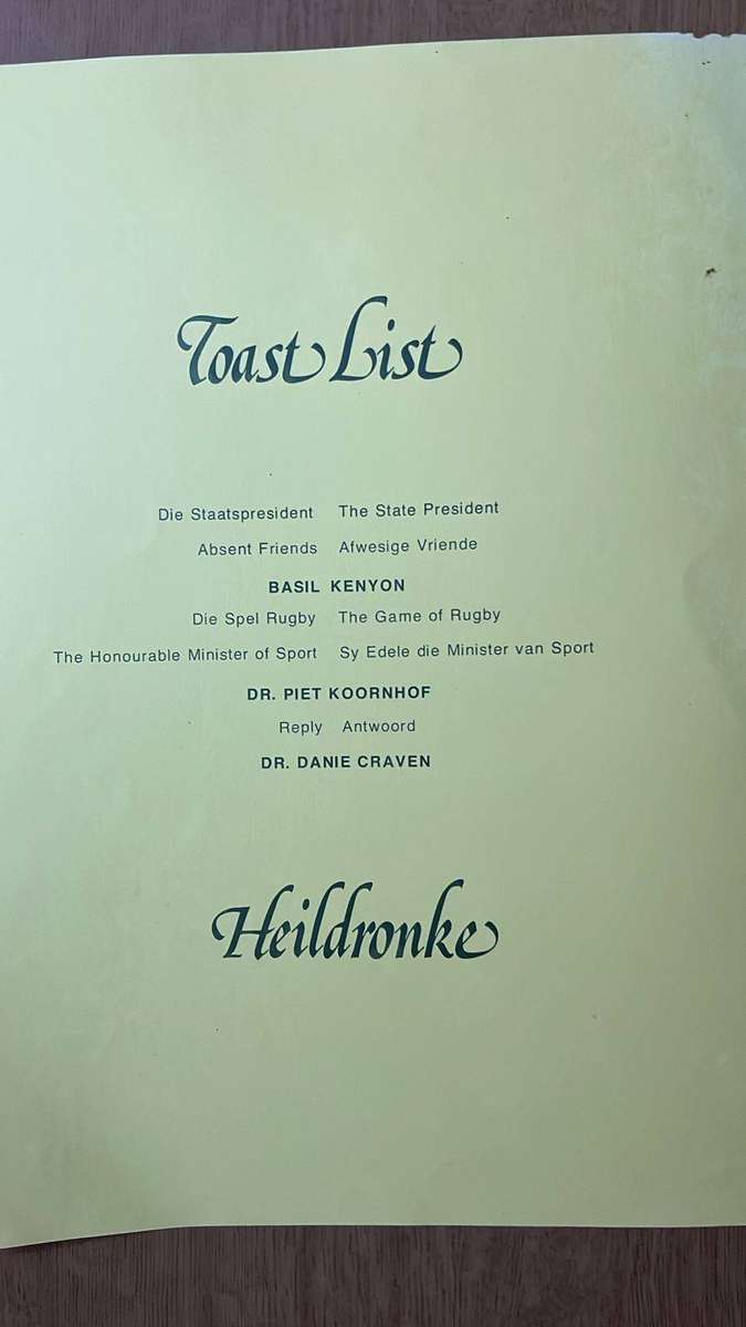 1951/52 Springboks Reunion Team Photo, Inscribed & Reunion Dinner Menu Card, details below