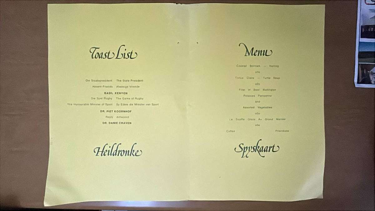 1951/52 Springboks Reunion Team Photo, Inscribed & Reunion Dinner Menu Card, details below