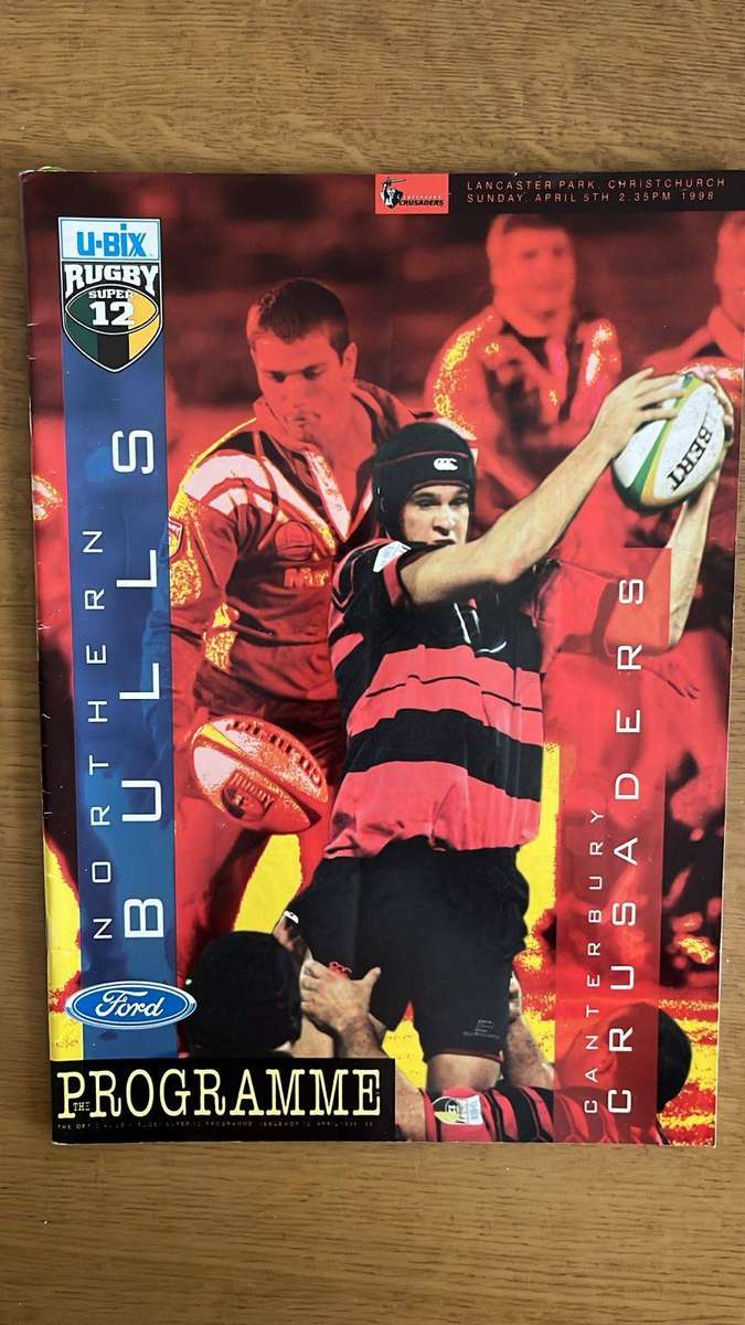 1998 Northern Bulls vs Canterbury Crusaders at Lancaster Park Programme, details below