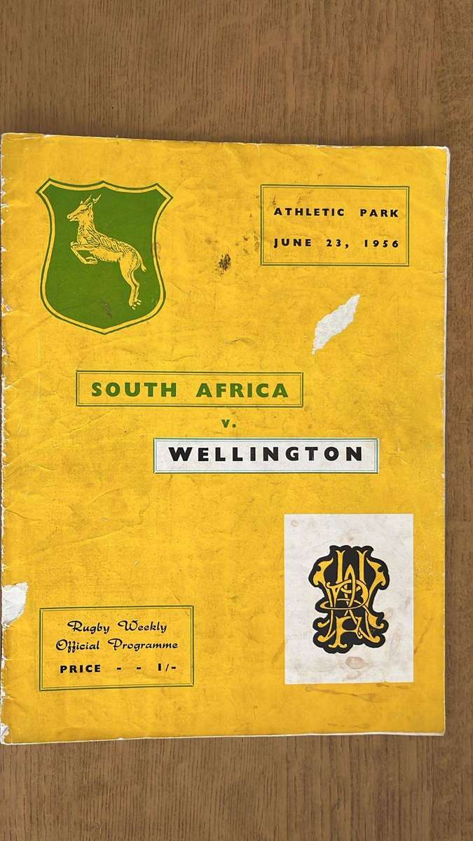 1956 South Africa vs Wellington at Athletic Park Programme, details below