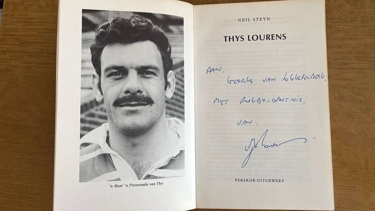 Sporthelde van Suid Afrika - Thys Lourens deur Neil Steyn, Inscribed, details below