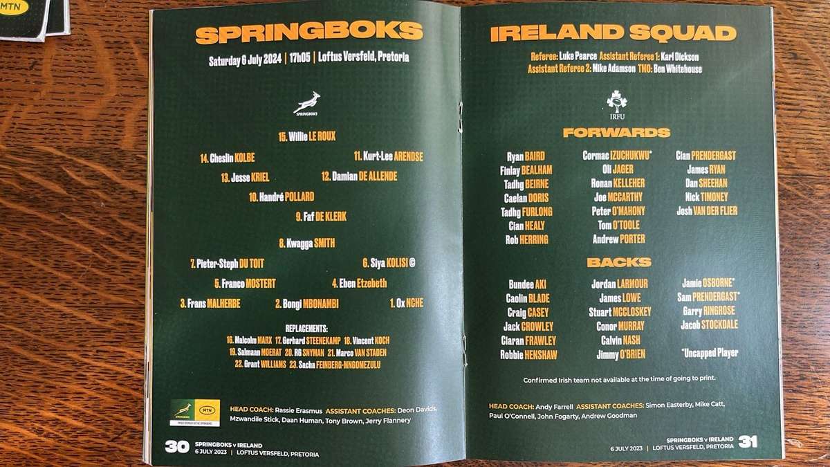 2024 Springbok Rugby Programmes x 3, details below