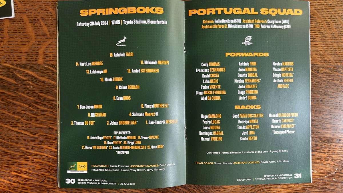 2024 Springbok Rugby Programmes x 3, details below