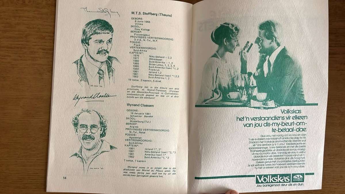 1983 Springbok Captains - Sonop Rugbybalprojek Tukkie Jool, details below