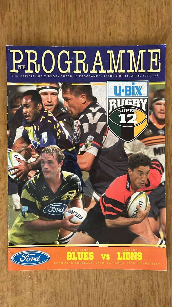 1997 Blues vs Lions at Eden Park Programme, details below