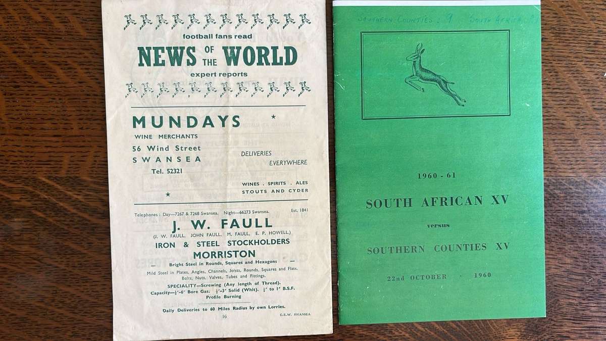 1960 Springbok Tour to U.K. & France, 2 x Programmes, Signed, details below