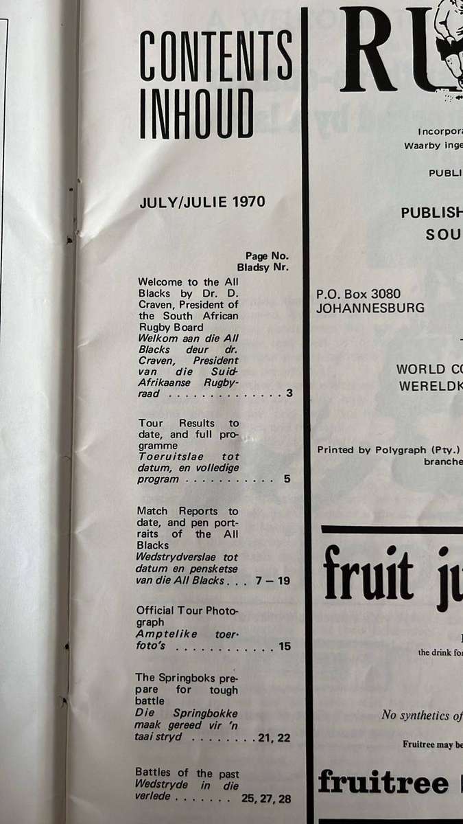 1970 All Blacks Tour to South Africa Signed Souvenir Edition & Brochure, (2 items) details below