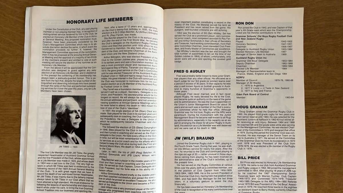 75th Jubilee Grammar Rugby Club Souvenir Brochure, details below