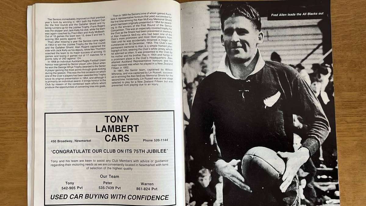 75th Jubilee Grammar Rugby Club Souvenir Brochure, details below