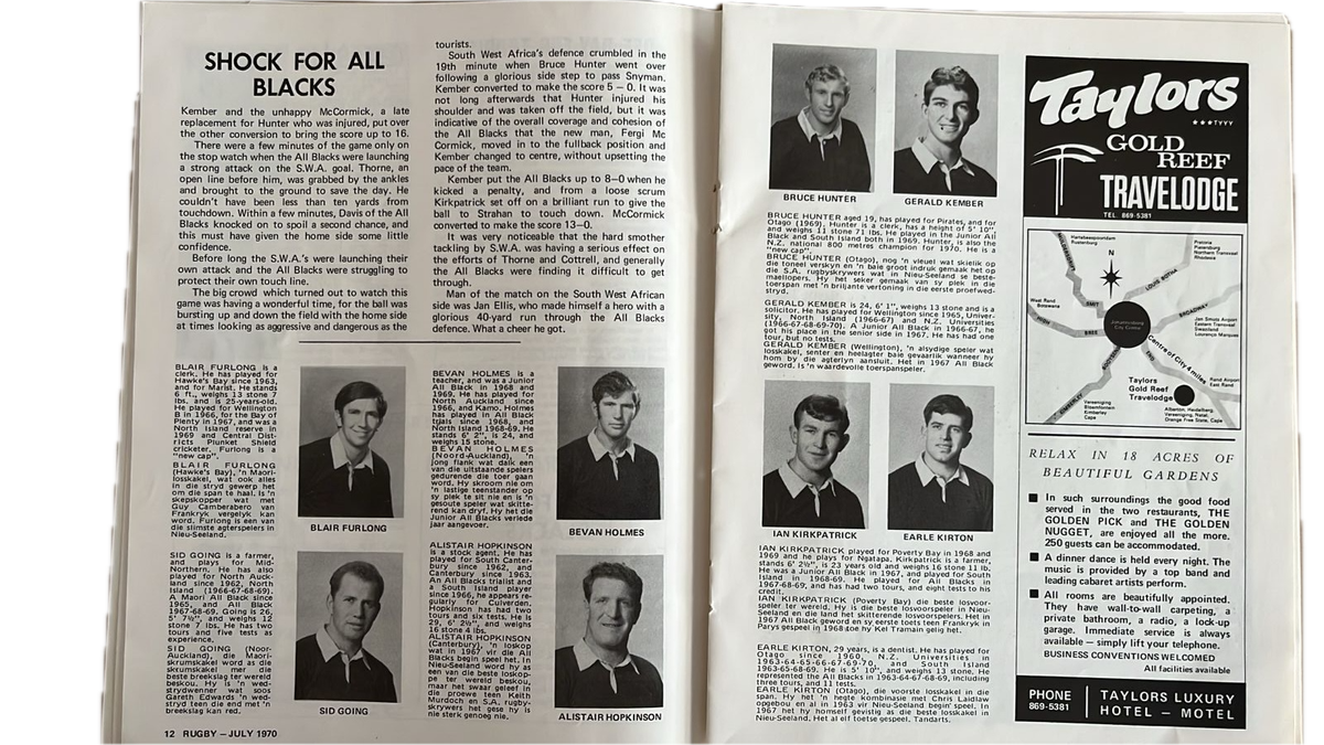 1970 All Blacks Tour to South Africa Signed Souvenir Edition & Brochure, (2 items) details below