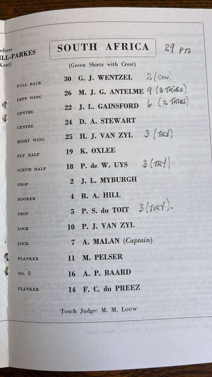 1960 Springbok Tour to U.K. & France, 2 x Programmes, Signed, details below