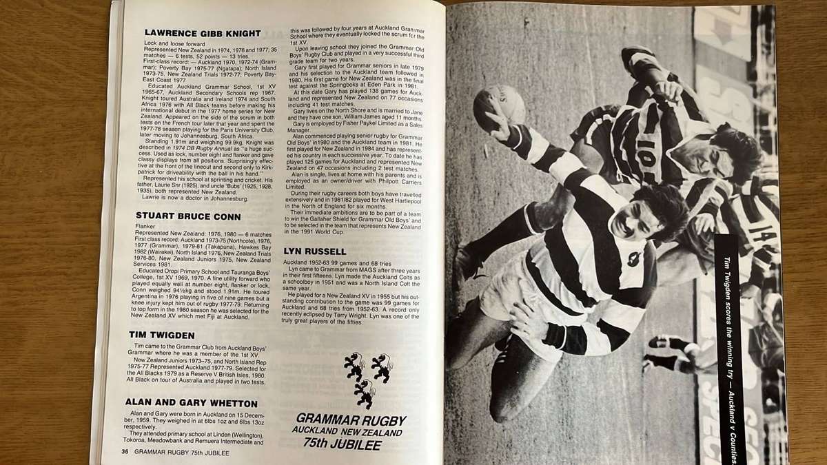 75th Jubilee Grammar Rugby Club Souvenir Brochure, details below