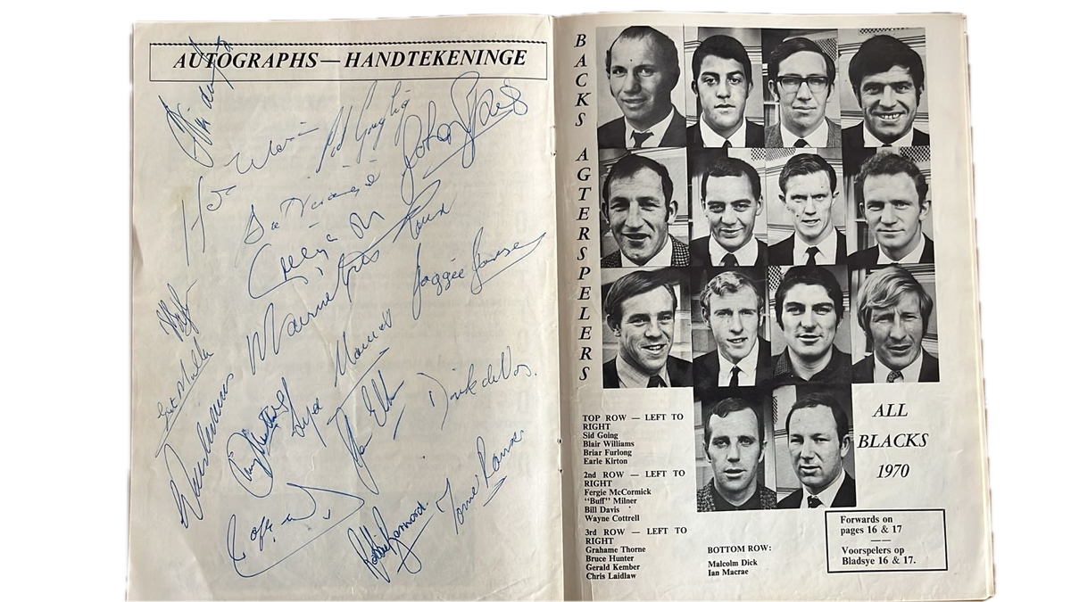 1970 All Blacks Tour to South Africa Signed Souvenir Edition & Brochure, (2 items) details below