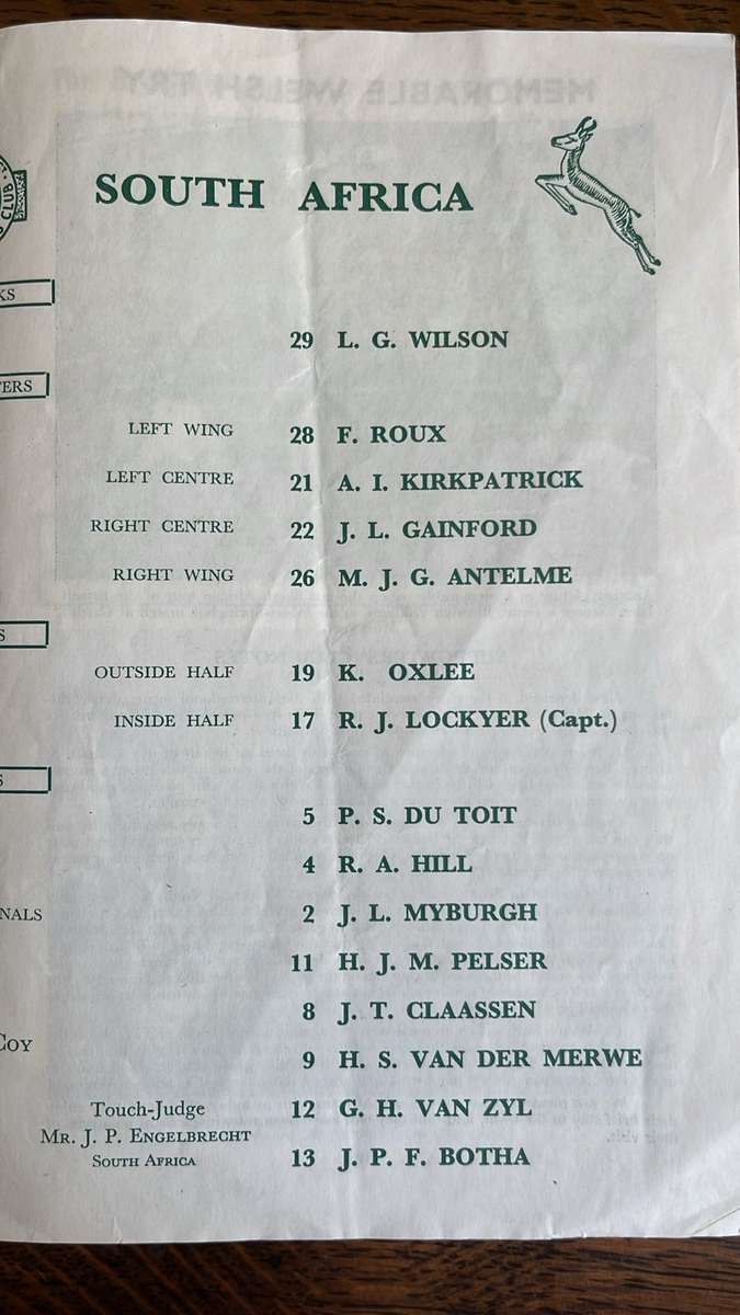 1960 Springbok Tour to U.K. & France, 2 x Programmes, Signed, details below