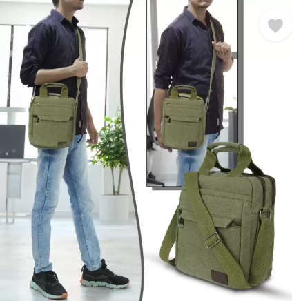 Canvas Unisex Crossbody / Shoulder Messenger Bag - Available in Black, Khaki and Green