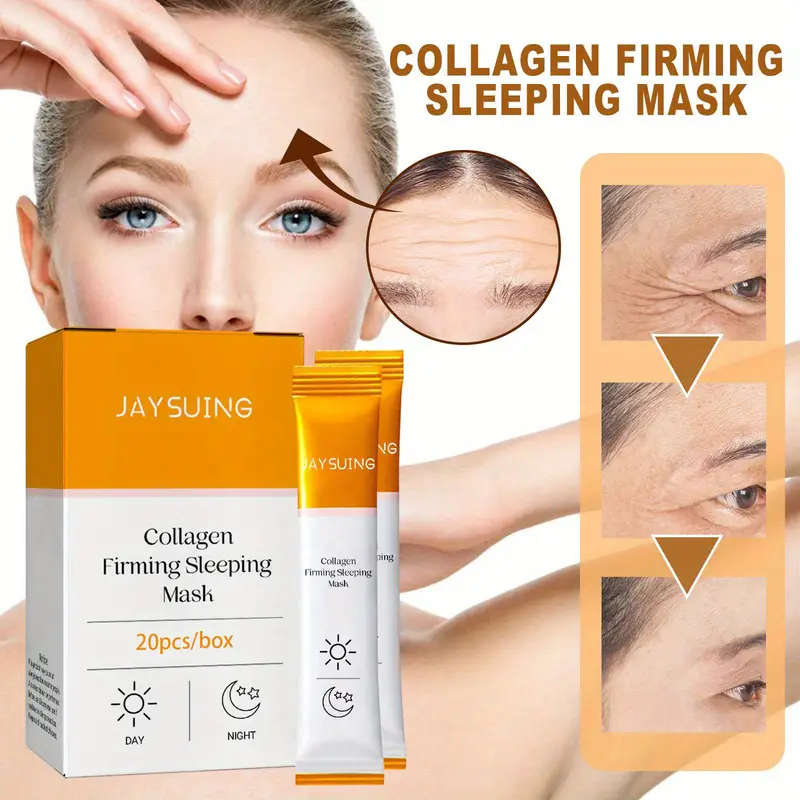20pcs Collagen Rich Firming Sleeping Facial Mask - Hydrates, Smooths Wrinkles and Fine Lines