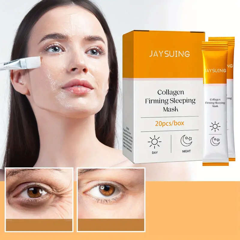 20pcs Collagen Rich Firming Sleeping Facial Mask - Hydrates, Smooths Wrinkles and Fine Lines