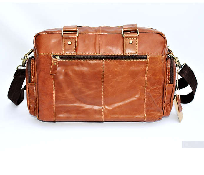 40 cm Genuine Tan Leather Vintage Messenger / Laptop Briefcase/ Satchel