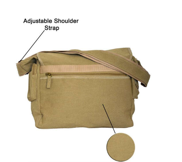Retro Canvas / Messenger Bag in Khaki