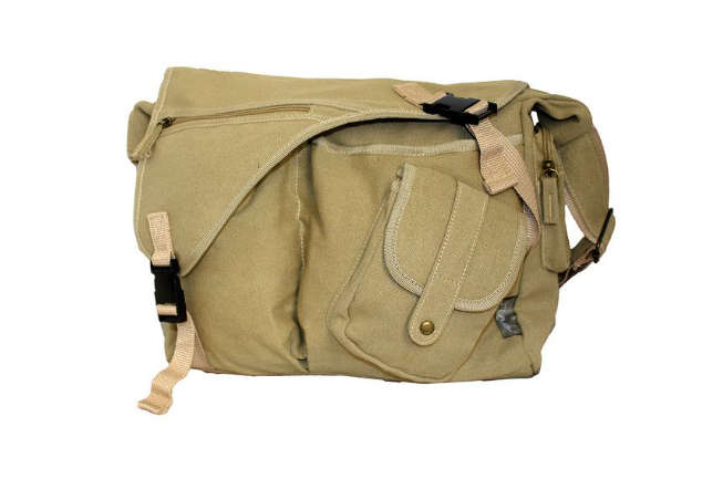 Retro Canvas / Messenger Bag in Khaki