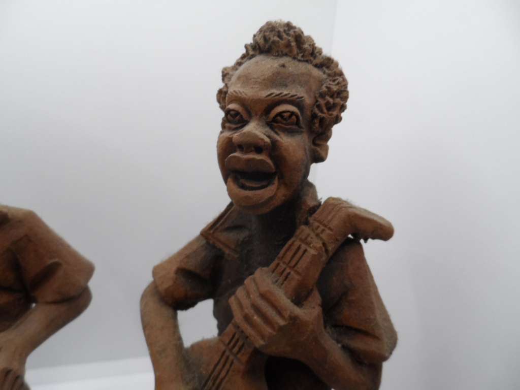 FOUR MUSICIANS , CLAY,  14 TO 21 CM TALL