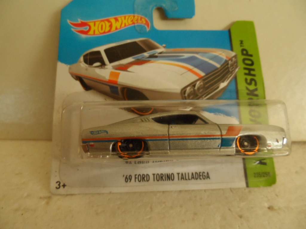 2014 Hot Wheels Silver 69 Ford Torino Talladega #235 HW Workshop Series- sealed short card- -[m49]