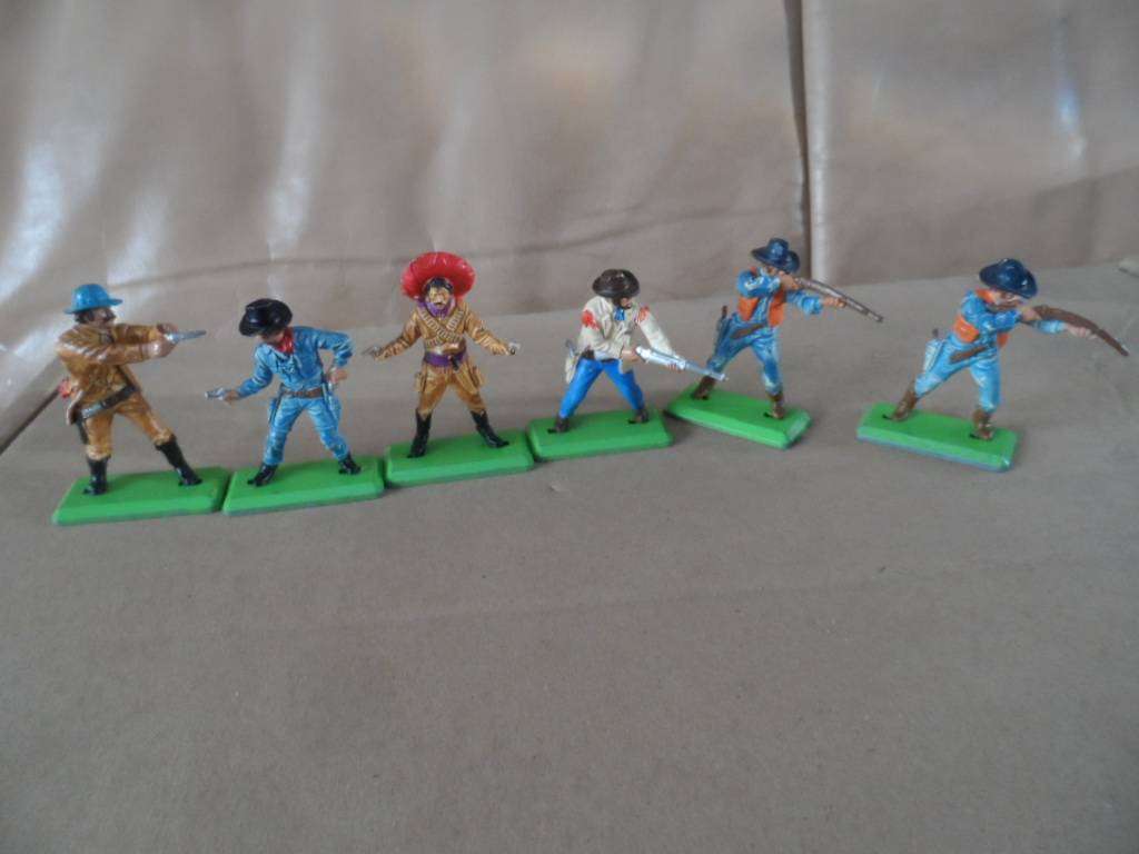 BRITAINS DEETAIL SIX WILD WEST FIGURES-METAL BASES -ONE BID FOR ALL [M12]