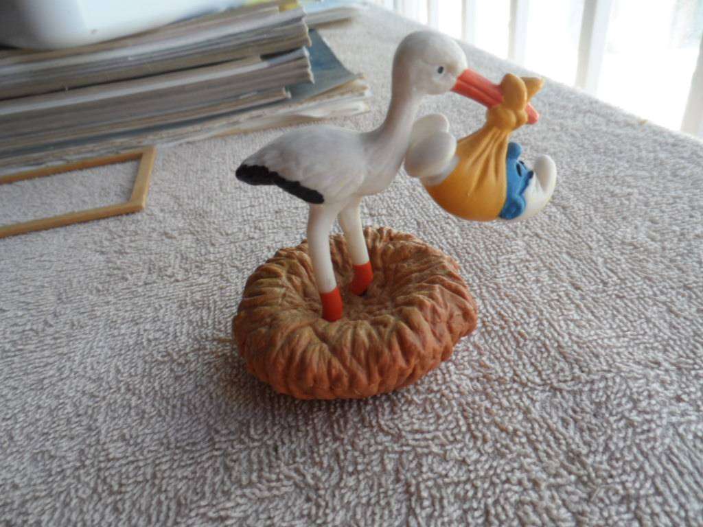 SMURF STORK WITH BABY SMURF AND NEST