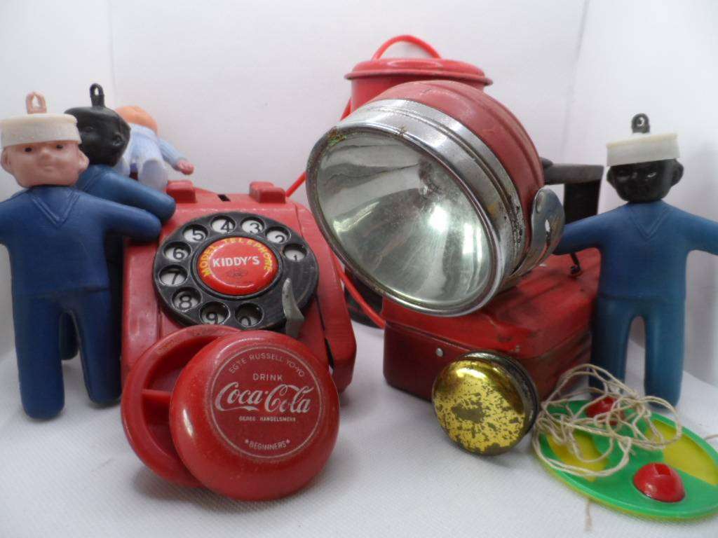 vintage telephone bank, torch, oddments- one bid for all  [d602]