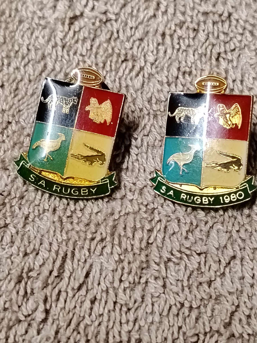 SOUTH AFRICA VINTAGE RUGBY "S. A. RUGBY" SRPINGBOKS VINTAGE LAPEL PIN