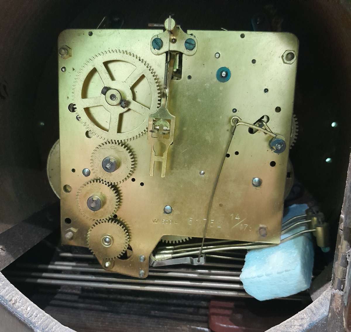 Mauthe Westminster (Movement W500} Chime Clock to Restore -worked & stopped no glass, pendelum & key