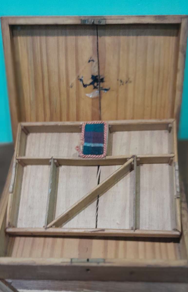 3 Wooden Storage Boxes, includes a cutlery & sewing kit - as per pictures