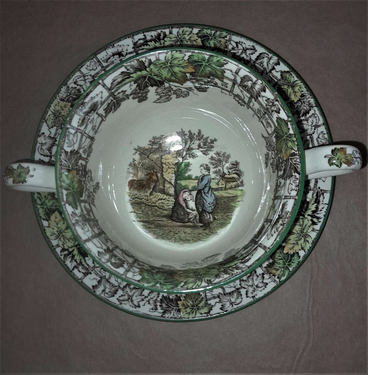 Copeland Spode's Byron 2 Handle Soup Cup and Saucer