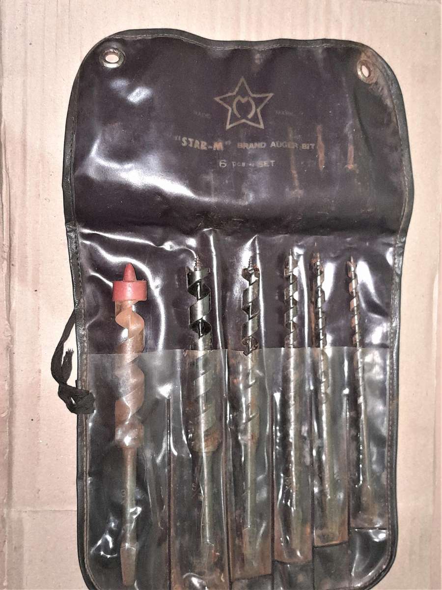 5x Japanese Star M + 1 replacement - New Old Stock imperial auger bits + case- as per pictures