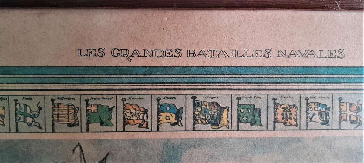 Vintage French Print of " LA BATAILLE DE NAVARIN"  32 x 39cm Framed - as per pictures