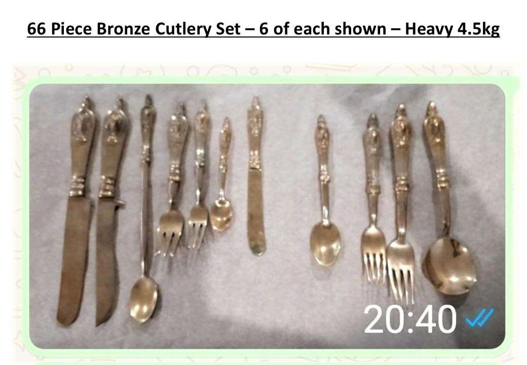66 Piece Bronze Cutlery Set - Thai 3 Sided Elephant Head Emblem - Heavy 4.5kg total weight - REDUCED
