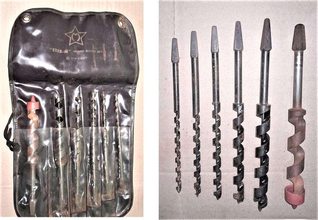 5x Japanese Star M + 1 replacement - New Old Stock imperial auger bits + case- as per pictures