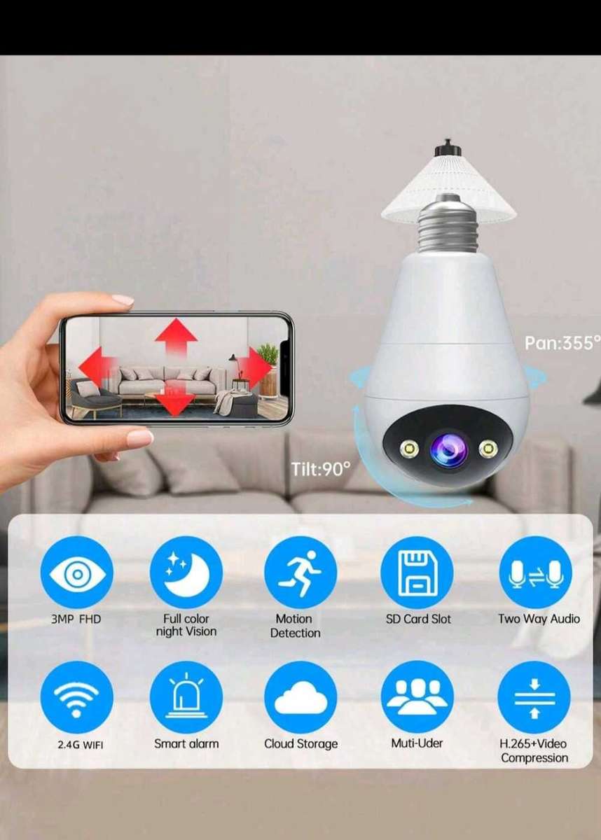 3MP Wireless Security Light Bulb Camera
