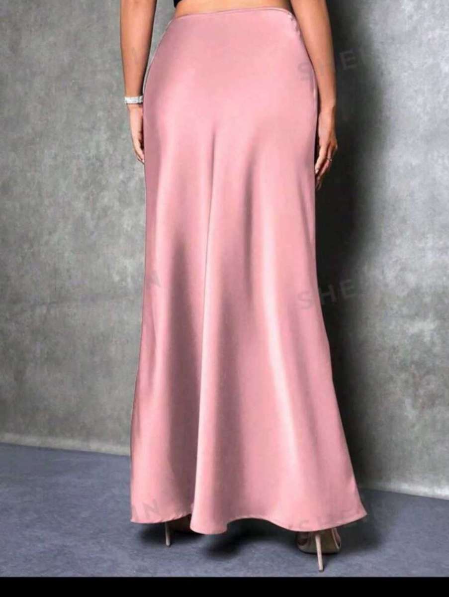 High Waist Solid Maxi Satin Skirt