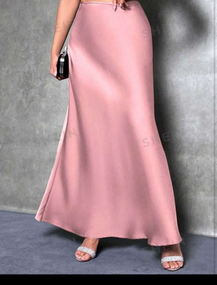 High Waist Solid Maxi Satin Skirt