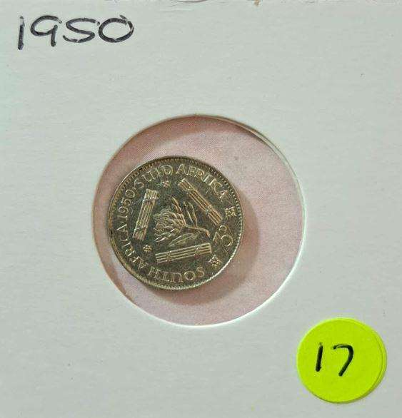 1950 South Africa Union 3 Pence in Mylar #17