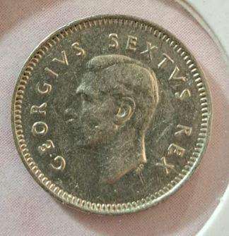 1950 South Africa Union 3 Pence in Mylar #17