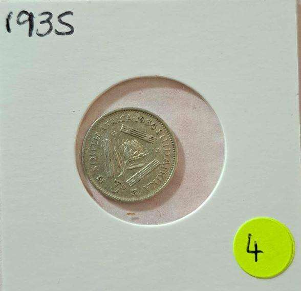 1935 South African Union 3 Pence in Mylar #4