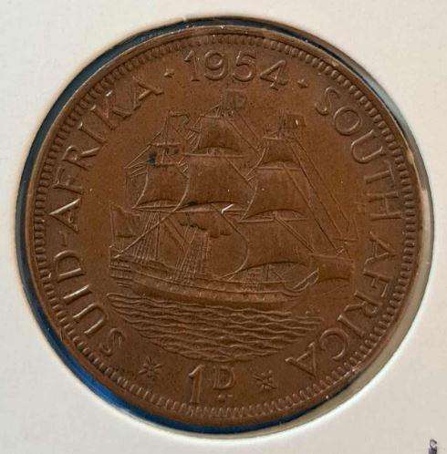 *** 1954 - SA UNION PENNY IN MYLAR #47 ***