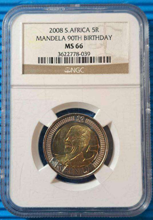 *** 2008 - SA R5 NELSON MANDELA - NGC GRADED MS66 ***